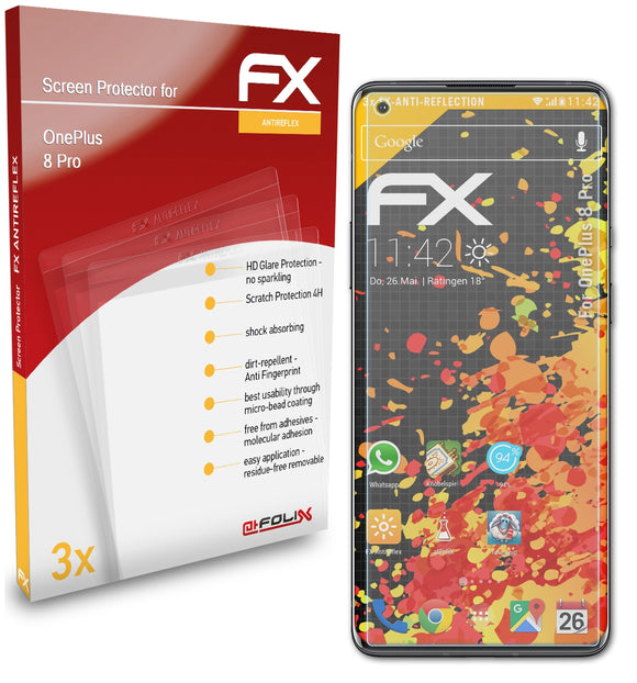 atFoliX FX-Antireflex Displayschutzfolie für OnePlus 8 Pro