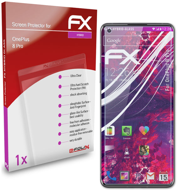 atFoliX FX-Hybrid-Glass Panzerglasfolie für OnePlus 8 Pro