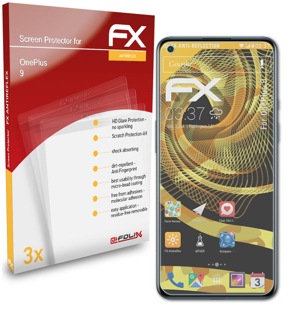 atFoliX FX-Antireflex Displayschutzfolie für OnePlus 9