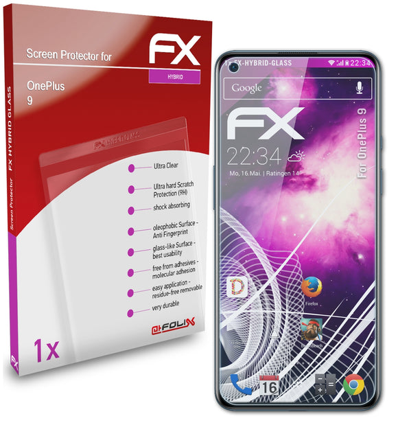 atFoliX FX-Hybrid-Glass Panzerglasfolie für OnePlus 9