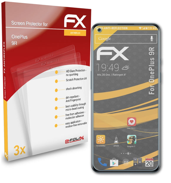atFoliX FX-Antireflex Displayschutzfolie für OnePlus 9R