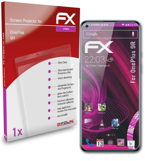 atFoliX FX-Hybrid-Glass Panzerglasfolie für OnePlus 9R
