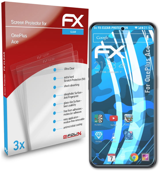 atFoliX FX-Clear Schutzfolie für OnePlus Ace