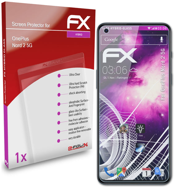 atFoliX FX-Hybrid-Glass Panzerglasfolie für OnePlus Nord 2 5G