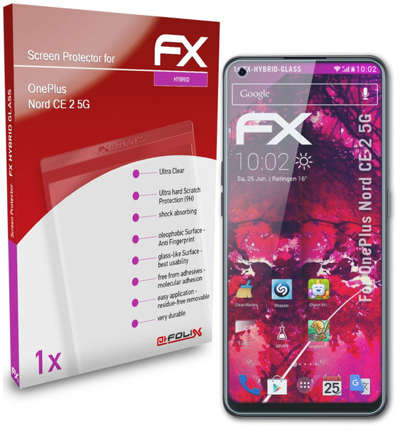 atFoliX FX-Hybrid-Glass Panzerglasfolie für OnePlus Nord CE 2 5G