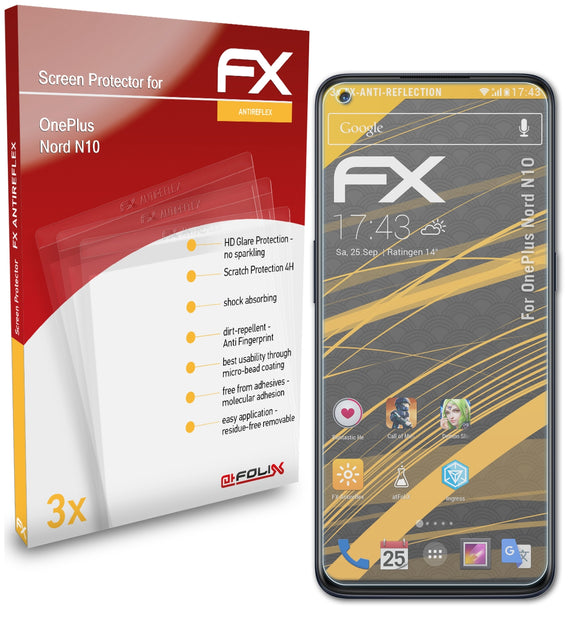 atFoliX FX-Antireflex Displayschutzfolie für OnePlus Nord N10