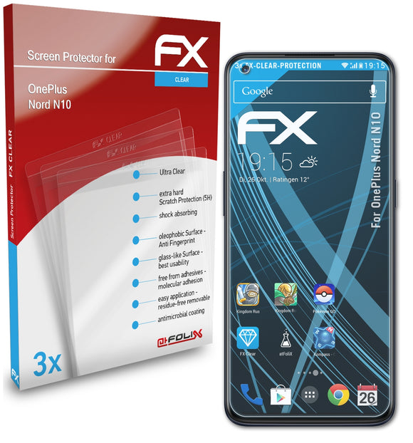 atFoliX FX-Clear Schutzfolie für OnePlus Nord N10