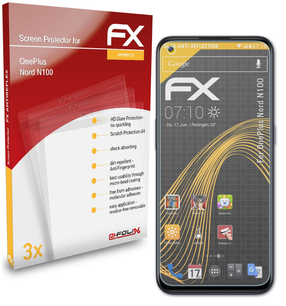 atFoliX FX-Antireflex Displayschutzfolie für OnePlus Nord N100