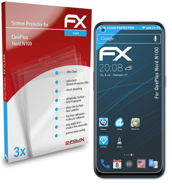 atFoliX FX-Clear Schutzfolie für OnePlus Nord N100