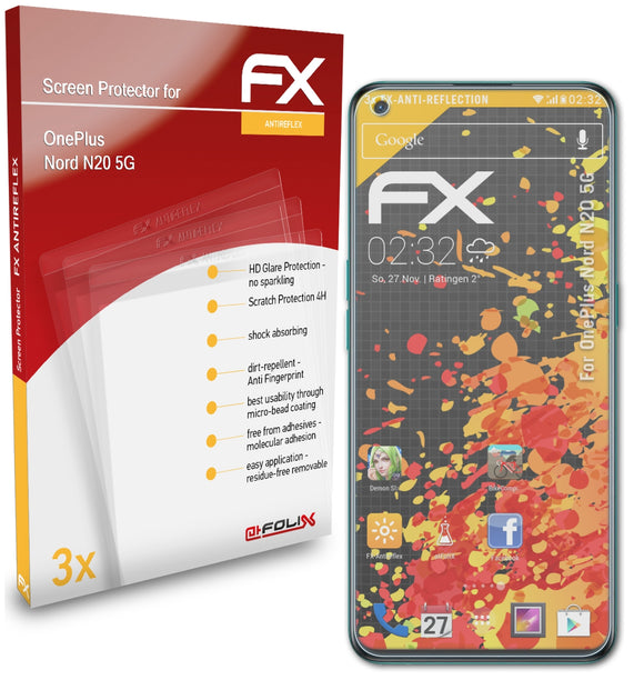 atFoliX FX-Antireflex Displayschutzfolie für OnePlus Nord N20 5G