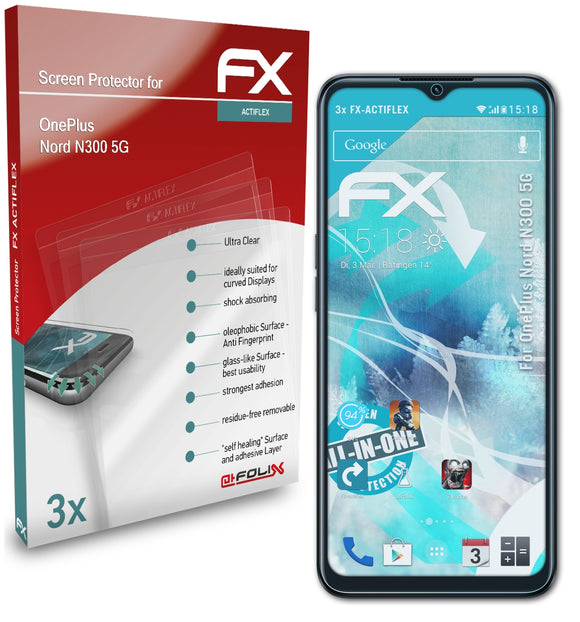 atFoliX FX-ActiFleX Displayschutzfolie für OnePlus Nord N300 5G
