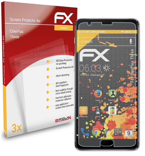 atFoliX FX-Antireflex Displayschutzfolie für OnePlus Three