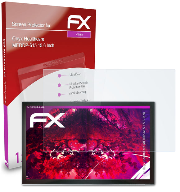 atFoliX FX-Hybrid-Glass Panzerglasfolie für Onyx Healthcare MEDDP-615 (15.6 Inch)