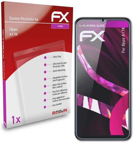 atFoliX FX-Hybrid-Glass Panzerglasfolie für Oppo A17K