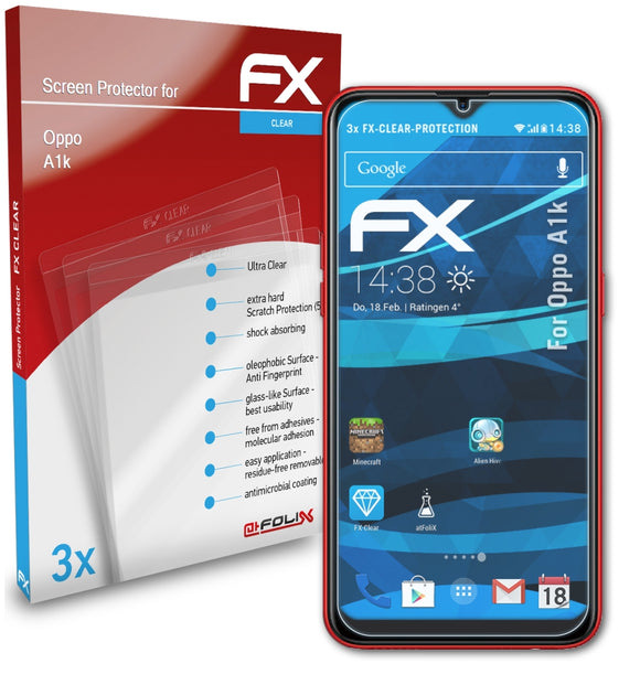 atFoliX FX-Clear Schutzfolie für Oppo A1k