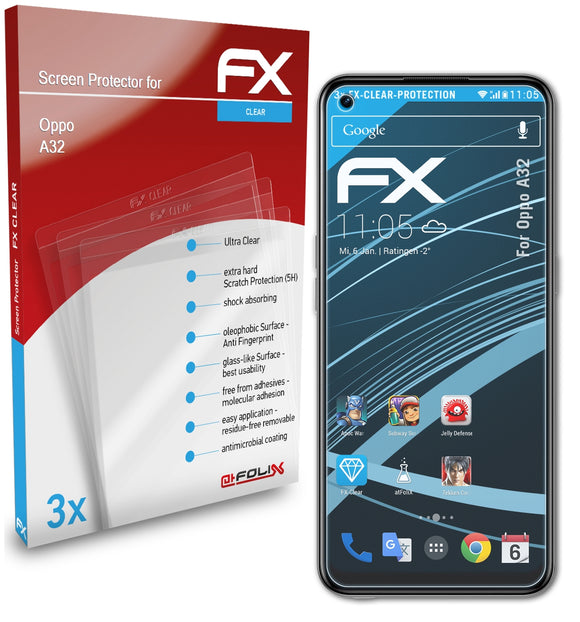 atFoliX FX-Clear Schutzfolie für Oppo A32