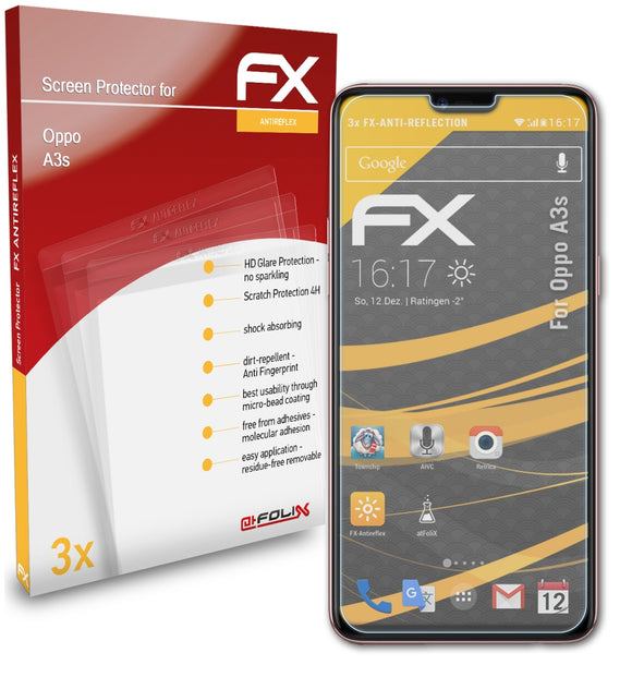 atFoliX FX-Antireflex Displayschutzfolie für Oppo A3s