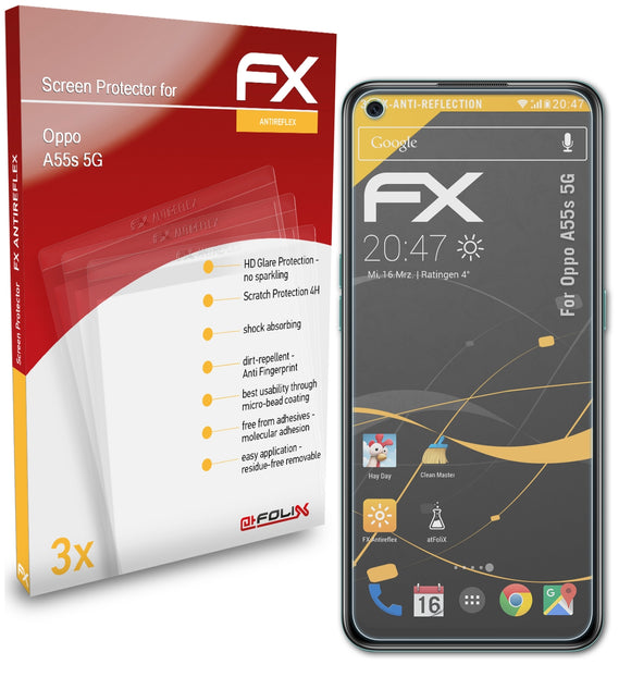 atFoliX FX-Antireflex Displayschutzfolie für Oppo A55s 5G