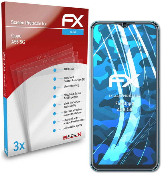 atFoliX FX-Clear Schutzfolie für Oppo A56 5G