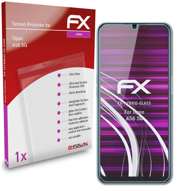 atFoliX FX-Hybrid-Glass Panzerglasfolie für Oppo A56 5G