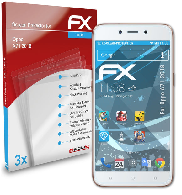 atFoliX FX-Clear Schutzfolie für Oppo A71 (2018)