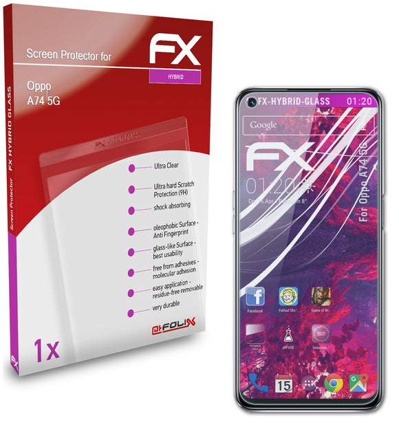 atFoliX FX-Hybrid-Glass Panzerglasfolie für Oppo A74 5G