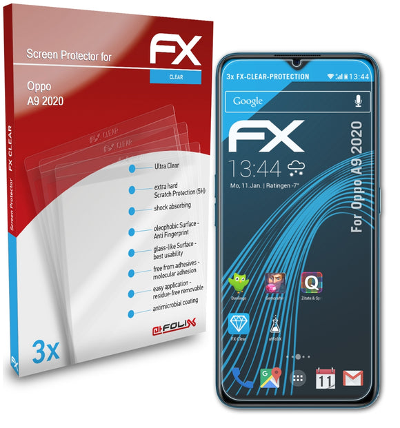 atFoliX FX-Clear Schutzfolie für Oppo A9 2020
