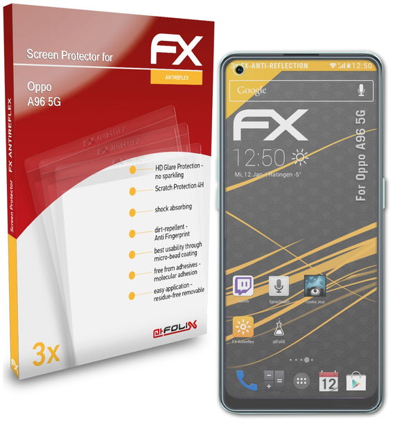atFoliX FX-Antireflex Displayschutzfolie für Oppo A96 5G