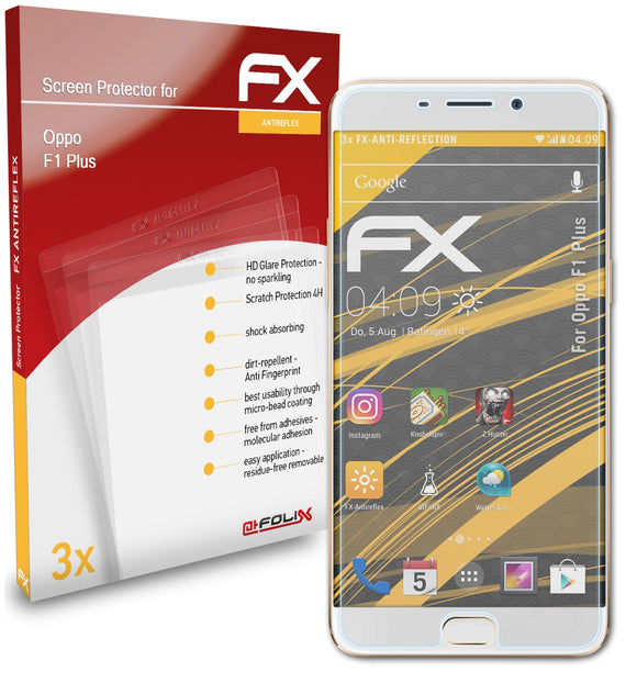 atFoliX FX-Antireflex Displayschutzfolie für Oppo F1 Plus
