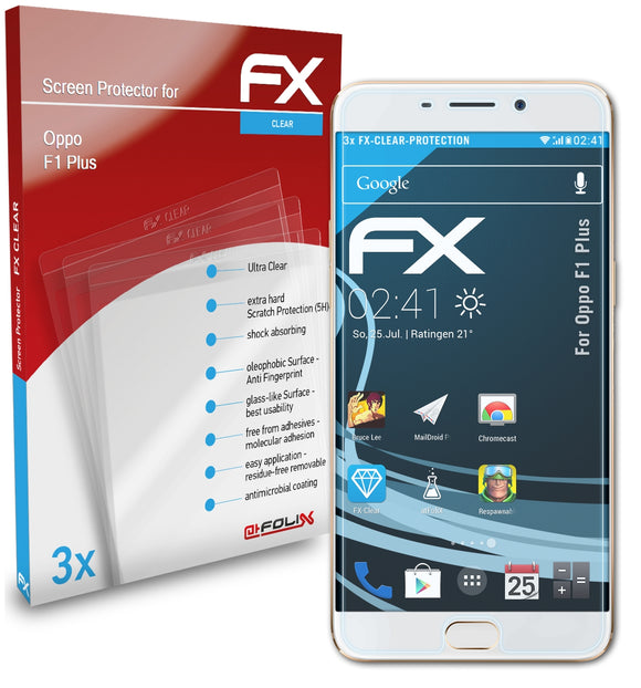 atFoliX FX-Clear Schutzfolie für Oppo F1 Plus