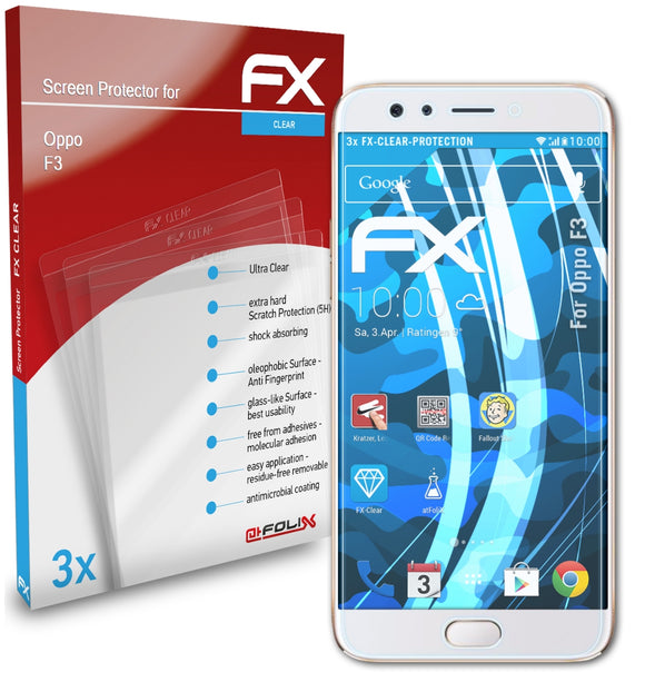 atFoliX FX-Clear Schutzfolie für Oppo F3