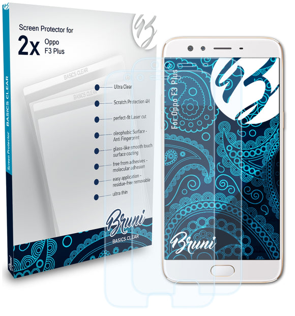 Bruni Basics-Clear Displayschutzfolie für Oppo F3 Plus