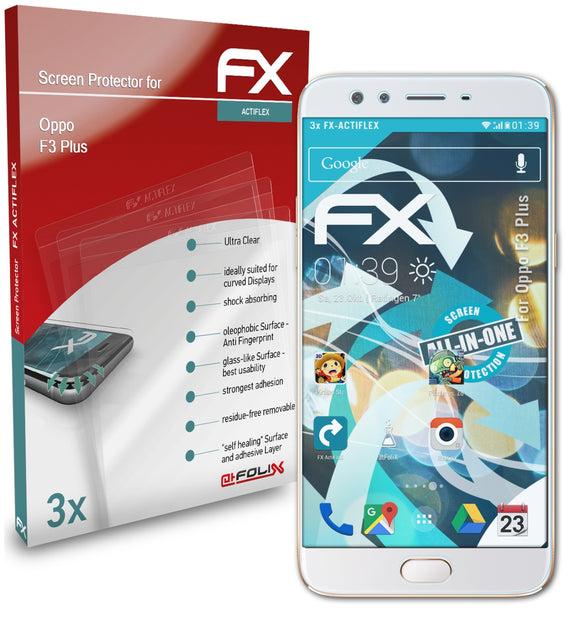 atFoliX FX-ActiFleX Displayschutzfolie für Oppo F3 Plus
