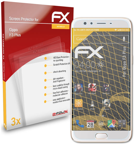 atFoliX FX-Antireflex Displayschutzfolie für Oppo F3 Plus