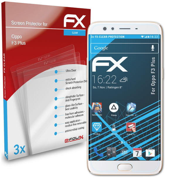 atFoliX FX-Clear Schutzfolie für Oppo F3 Plus