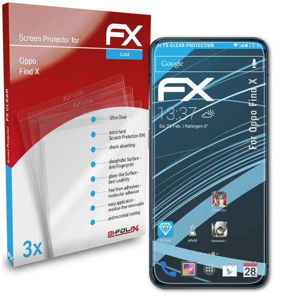 atFoliX FX-Clear Schutzfolie für Oppo Find X