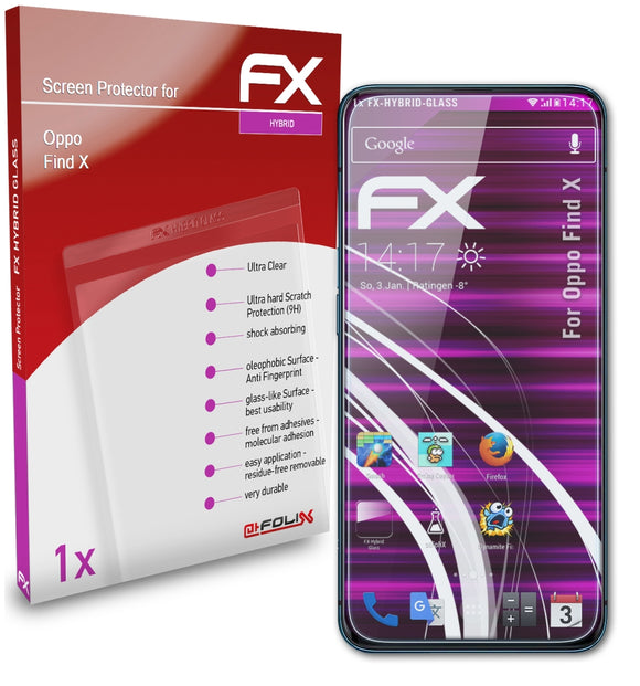 atFoliX FX-Hybrid-Glass Panzerglasfolie für Oppo Find X