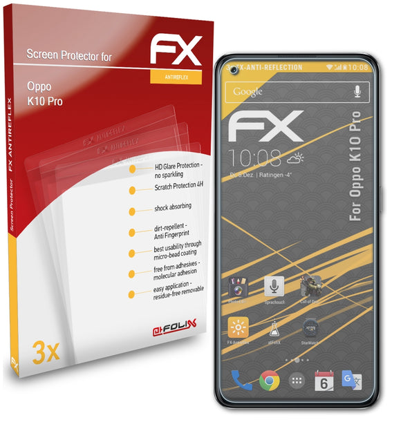 atFoliX FX-Antireflex Displayschutzfolie für Oppo K10 Pro