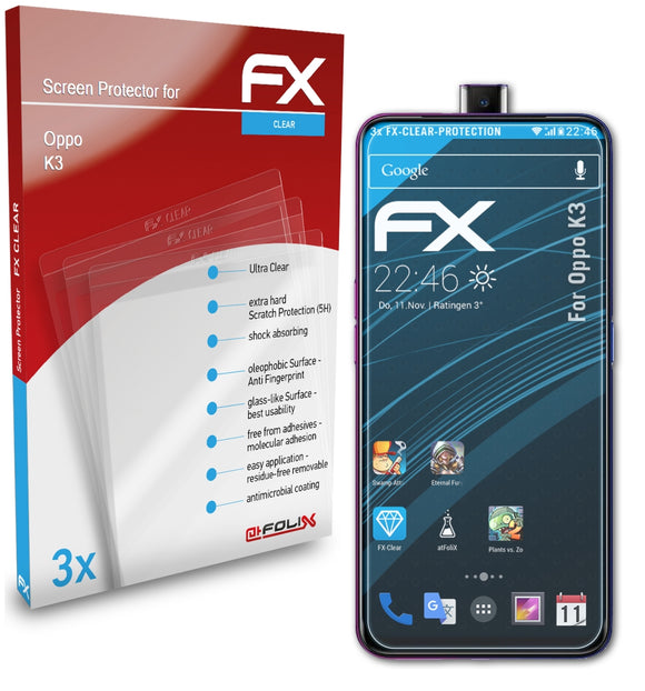 atFoliX FX-Clear Schutzfolie für Oppo K3