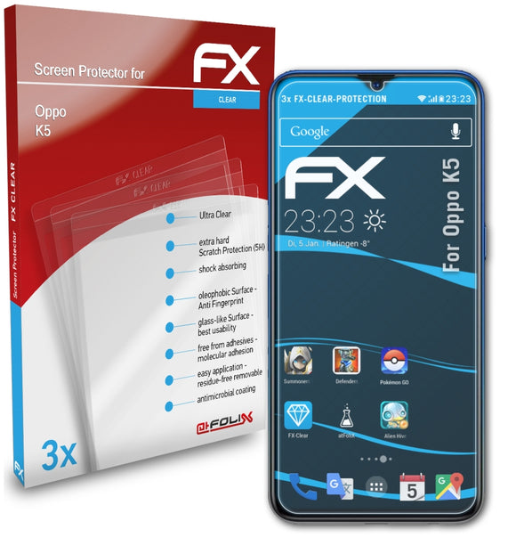 atFoliX FX-Clear Schutzfolie für Oppo K5