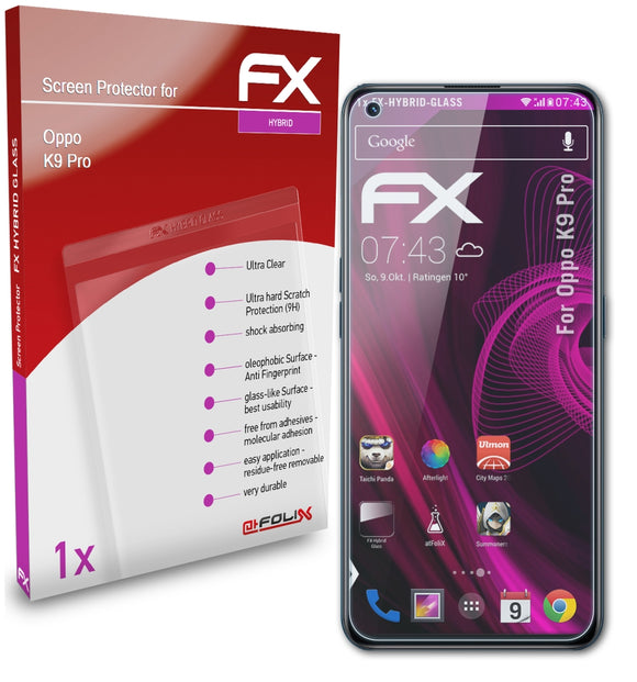 atFoliX FX-Hybrid-Glass Panzerglasfolie für Oppo K9 Pro