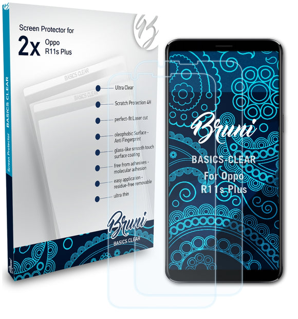 Bruni Basics-Clear Displayschutzfolie für Oppo R11s Plus