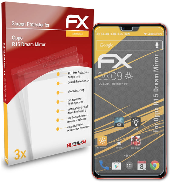 atFoliX FX-Antireflex Displayschutzfolie für Oppo R15 Dream Mirror