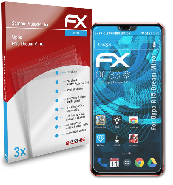 atFoliX FX-Clear Schutzfolie für Oppo R15 Dream Mirror