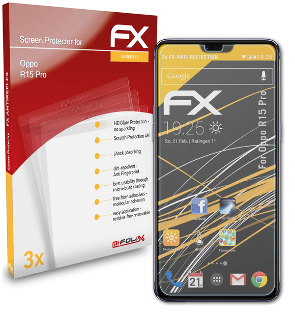 atFoliX FX-Antireflex Displayschutzfolie für Oppo R15 Pro