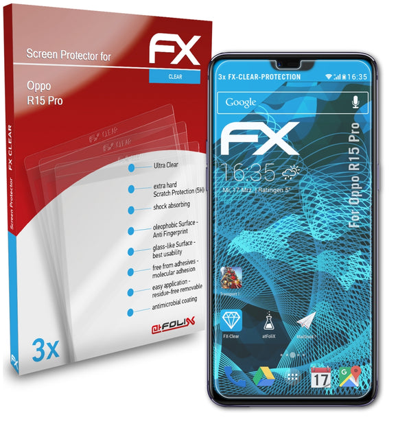 atFoliX FX-Clear Schutzfolie für Oppo R15 Pro