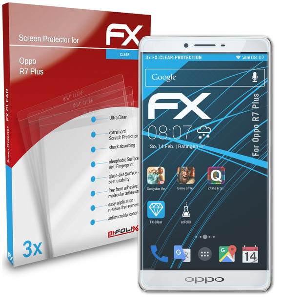 atFoliX FX-Clear Schutzfolie für Oppo R7 Plus
