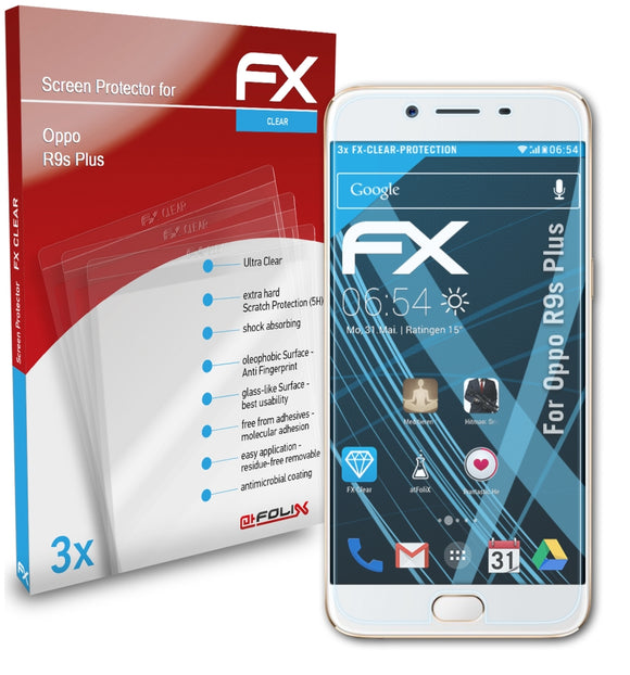 atFoliX FX-Clear Schutzfolie für Oppo R9s Plus
