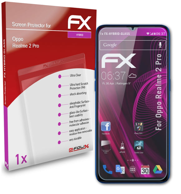 atFoliX FX-Hybrid-Glass Panzerglasfolie für Oppo Realme 2 Pro