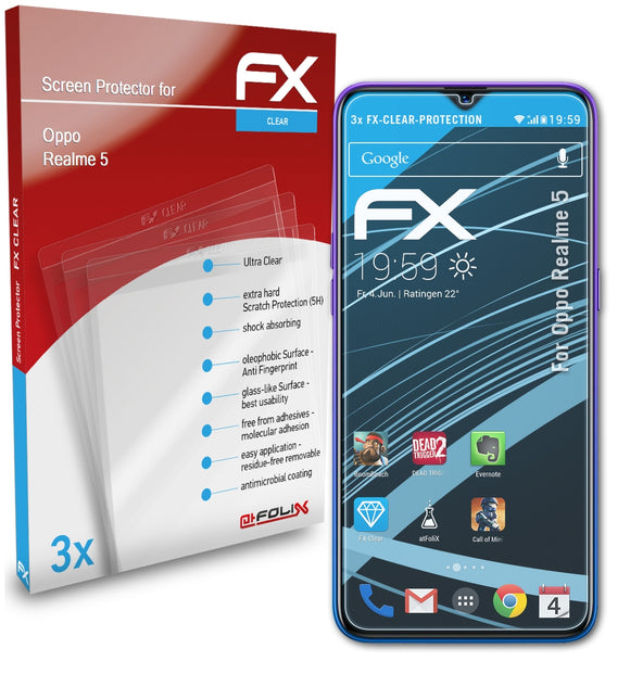 atFoliX FX-Clear Schutzfolie für Oppo Realme 5